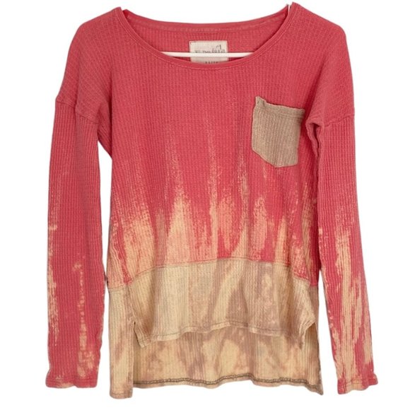 Free People Tops - Free People We The Free Thermal Pocket Ombre High Low Shirt Womens XS Top Coral